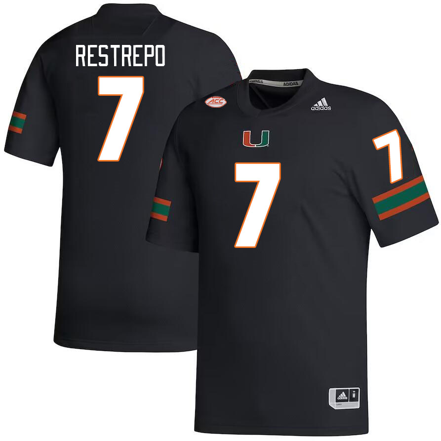 #7 Xavier Restrepo Miami Hurricanes Jerseys Football Stitched-Black